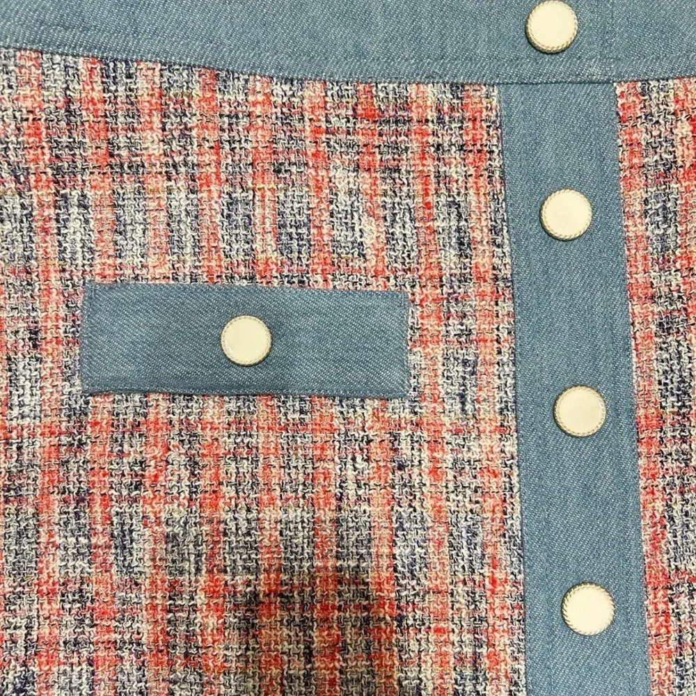 HOUSE OF HARLOW Mini Skirt Tweed Denim SZ 12 NWT - Picture 5 of 6